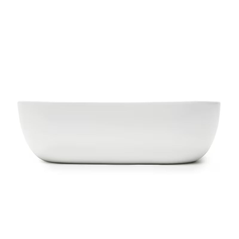 Mat beli keramični umivalnik na ploščo SAT Infinitio brez preliva velikosti 45,5x32,5 cm.