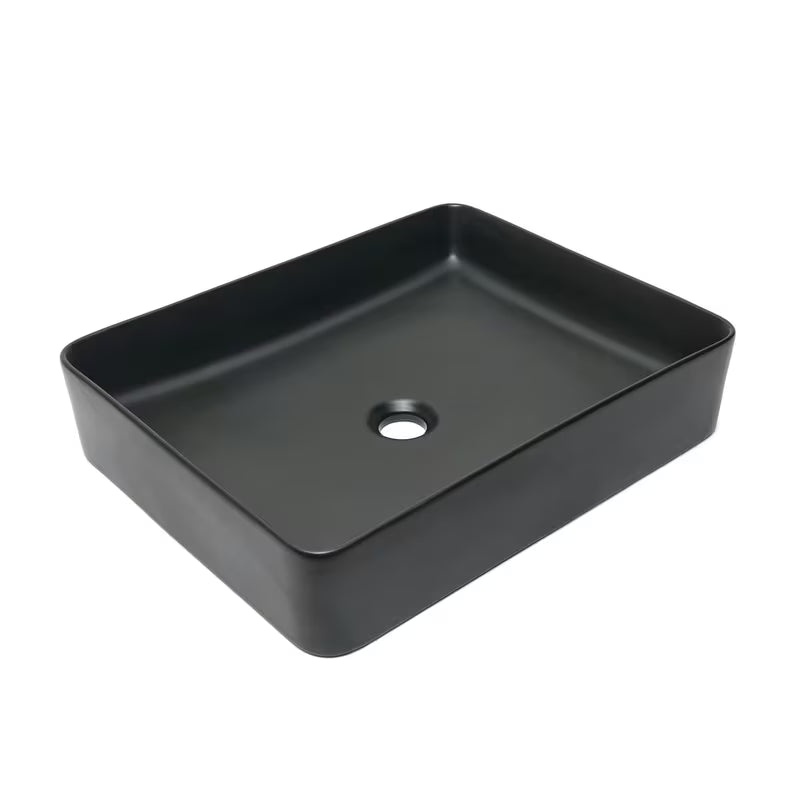 Mat črn keramični umivalnik na ploščo SAT Infinitio 50x40 cm brez preliva