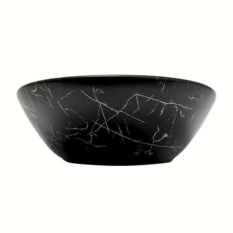 Umivalnik na ploščo SAT Infinitio brez preliva v črnem mat marmornem dekorju 61,5x36 cm