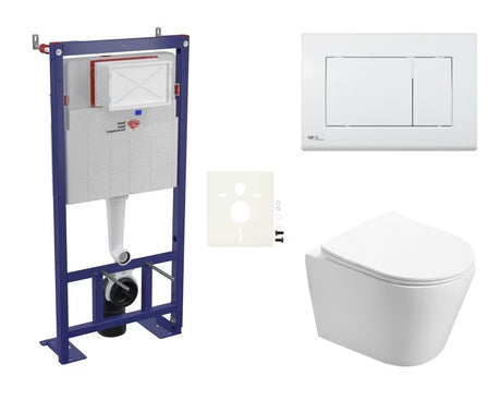 Viseči WC set SAT Infinitio s podometnim modulom, belim tipkalom in sedežem mehko Zapiranje Soft Close