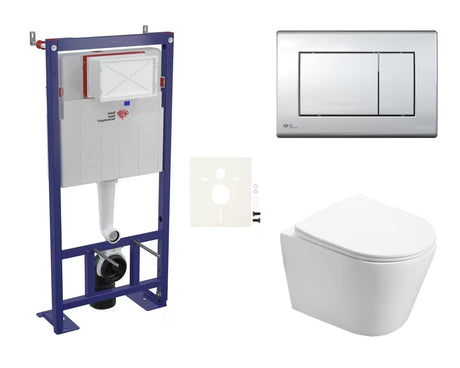 Viseči WC set SAT Infinitio s podometnim modulom, splakovalno tipko in sedežem z mehko Zapiranje Soft Close