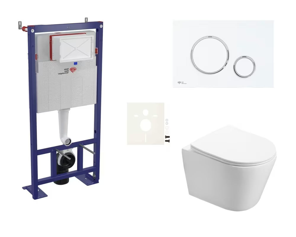 Viseči WC set SAT Infinitio s podometnim modulom, tipko za splakovanje in sedežem mehko Zapiranje Soft Close