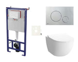Viseči WC set SAT Infinitio pro za predstensko montažo z modulom, tipko, zvočno izolacijo in sedežem mehko Zapiranje Soft Close