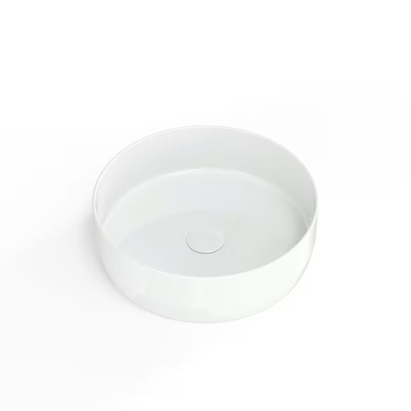 Bijeli keramički umivalnik na ploščo SAT Infinitio 39 x 39 cm okruglog oblika brez preliva