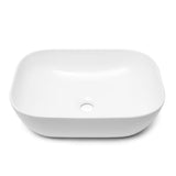 Sjajni bijeli keramički umivalnik na ploščo SAT Infinitio brez preliva dimenzija 45,5x32,5 cm.