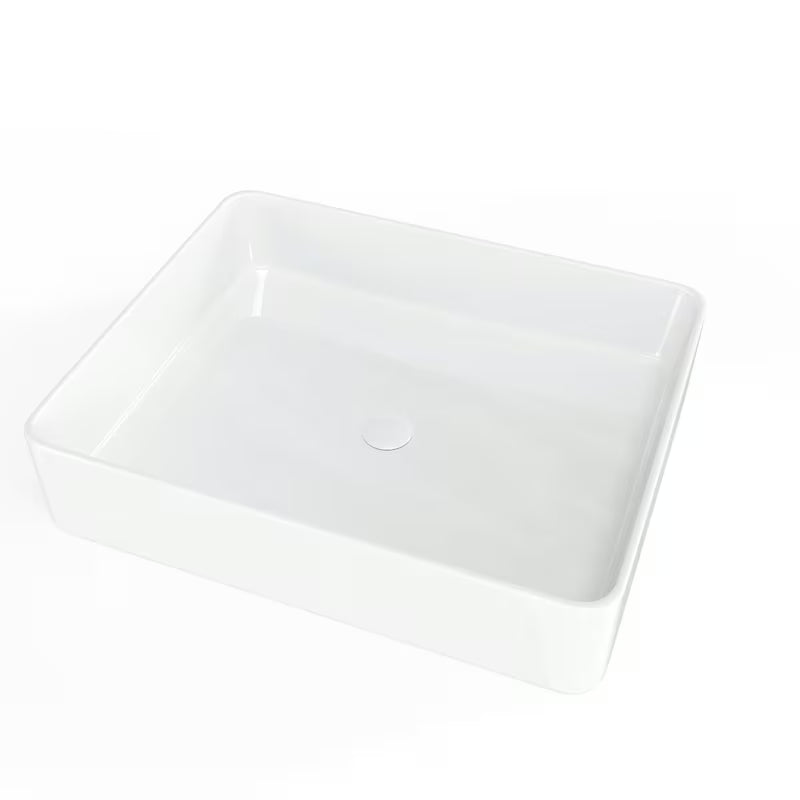 Sjajno bijeli keramički umivalnik na ploščo SAT Infinitio 50x40 cm brez preliva.