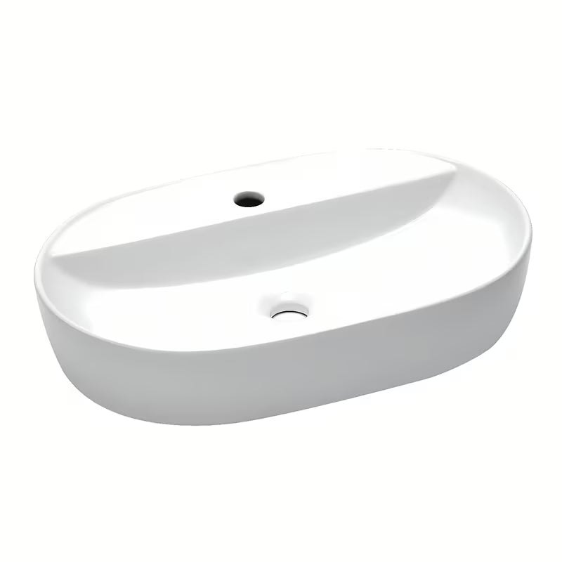 Bijeli keramički ovalni umivalnik na ploščo SAT Infinitio 60 x 40 cm brez preliva s otvorom za pro slavinu