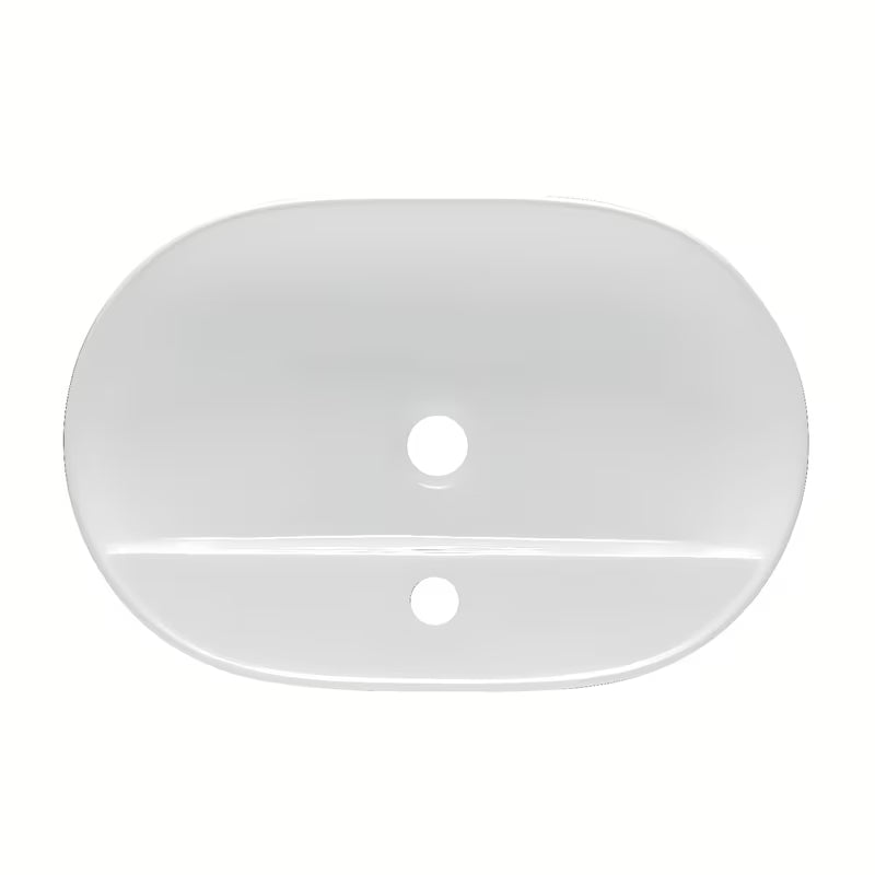Bijeli keramički ovalni umivalnik na ploščo SAT Infinitio 60 x 40 cm brez preliva s otvorom za pro slavinu