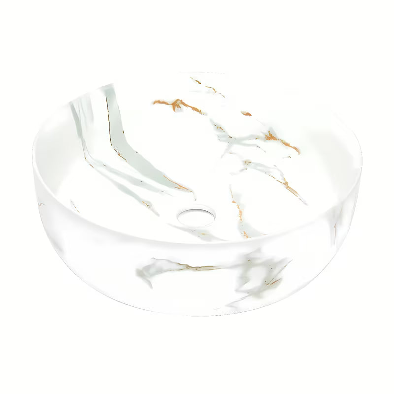 Mat umivalnik na ploščo SAT Infinitio 39x39 cm u bijelom mramornom dizajnu brez preliva