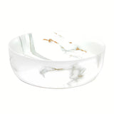 Mat umivalnik na ploščo SAT Infinitio 39x39 cm u bijelom mramornom dizajnu brez preliva