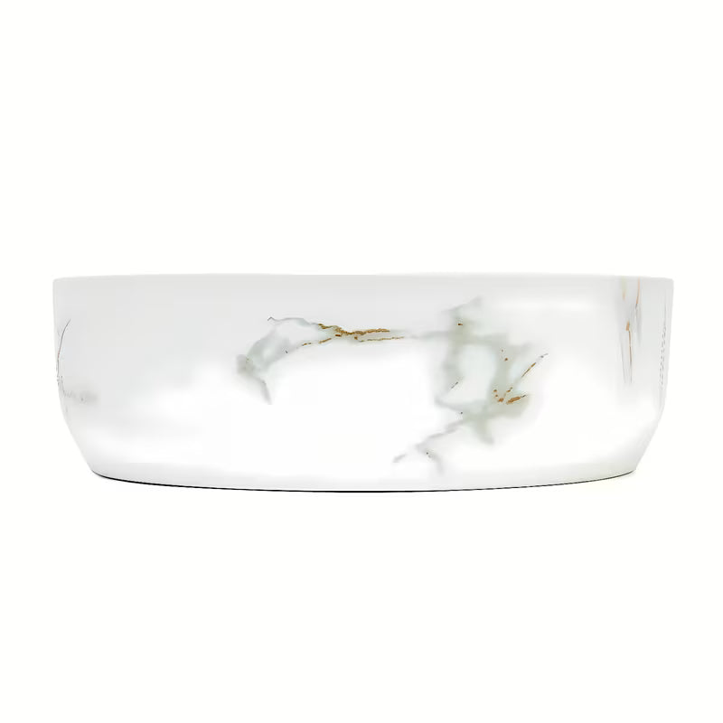 Mat umivalnik na ploščo SAT Infinitio 39x39 cm u bijelom mramornom dizajnu brez preliva