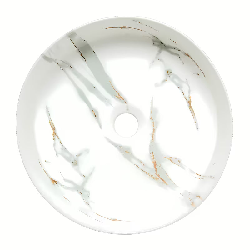 Mat umivalnik na ploščo SAT Infinitio 39x39 cm u bijelom mramornom dizajnu brez preliva