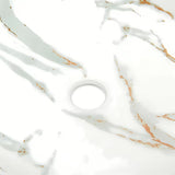 Mat umivalnik na ploščo SAT Infinitio 39x39 cm u bijelom mramornom dizajnu brez preliva