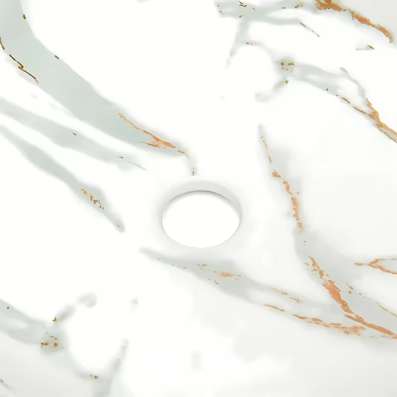 Mat umivalnik na ploščo SAT Infinitio 39x39 cm u bijelom mramornom dizajnu brez preliva