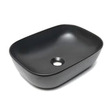 Mat crni keramički umivalnik na ploščo SAT Infinitio brez preliva, ovalnog oblika, 45,5x32,5 cm.