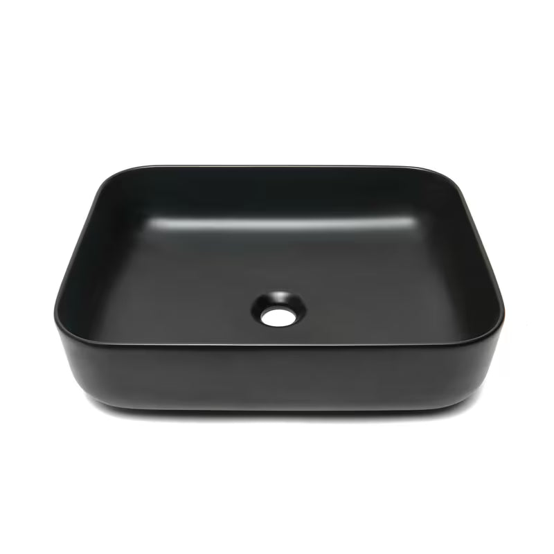 Mat crni keramički umivalnik na ploščo SAT Infinitio brez preliva, 50x39 cm