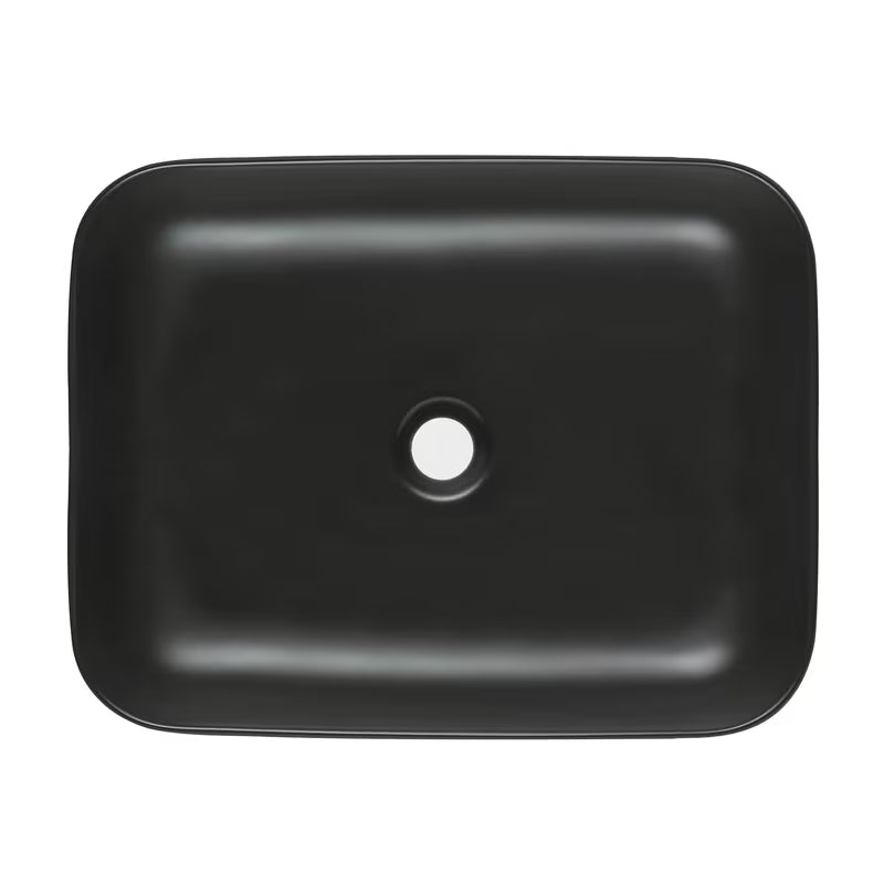 Mat crni keramički umivalnik na ploščo SAT Infinitio brez preliva, 50x39 cm