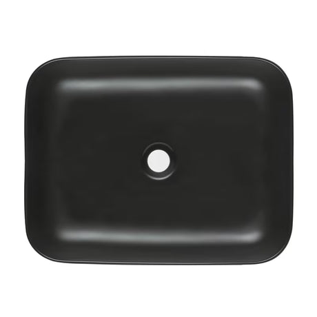 Mat crni keramički umivalnik na ploščo SAT Infinitio brez preliva, 50x39 cm