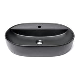 Mat crni keramički umivalnik na ploščo SAT Infinitio 60x40 cm brez preliva s otvorom pro slavinu