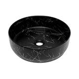 Mat umivalnik na ploščo SAT Infinitio 39x39 cm u crnom mramornom dizajnu brez preliva.