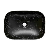 Umivalnik na ploščo SAT Infinitio brez preliva u mat crnom mramornom dizajnu 45,5x32,5 cm.