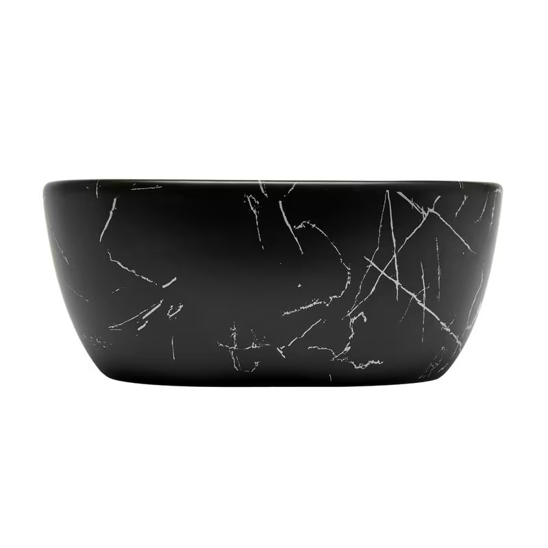 Umivalnik na ploščo SAT Infinitio brez preliva u mat crnom mramornom dizajnu 45,5x32,5 cm.