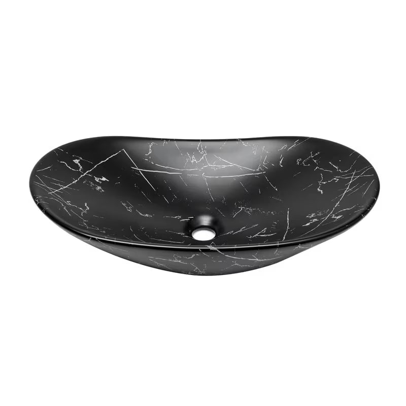 Umivalnik na ploščo SAT Infinitio brez preliva u crnom mat dekoru mramora 61,5x36 cm