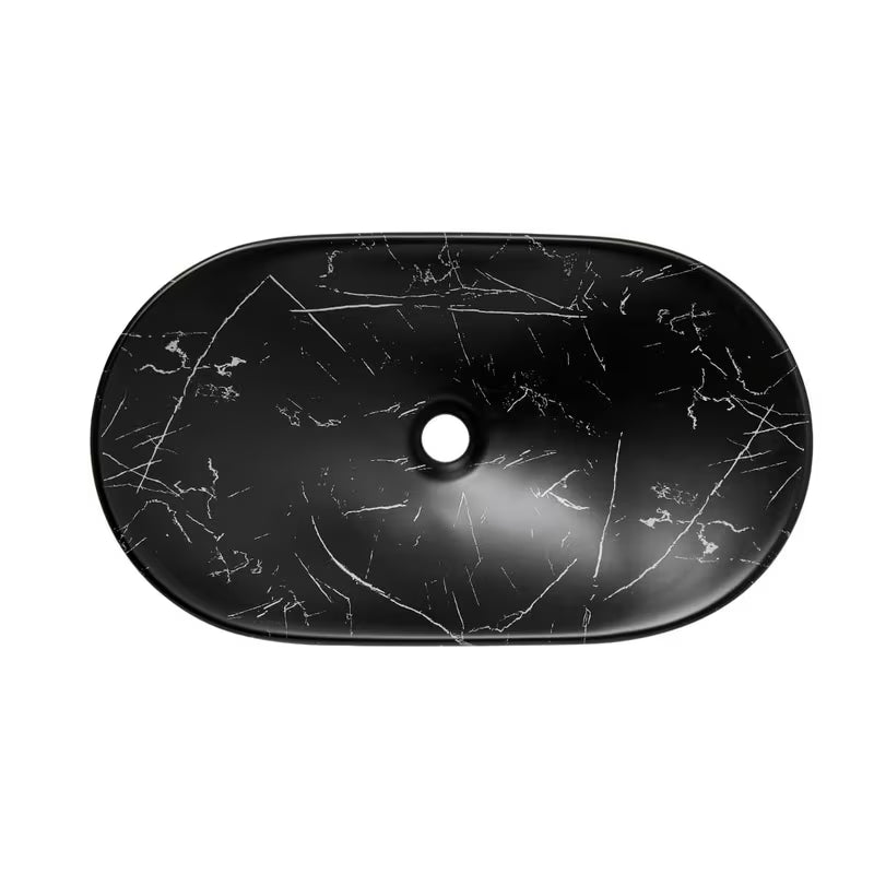 Umivalnik na ploščo SAT Infinitio brez preliva u crnom mat dekoru mramora 61,5x36 cm