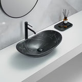 Umivalnik na ploščo SAT Infinitio brez preliva u crnom mat dekoru mramora 61,5x36 cm