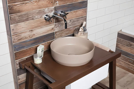 Mat smeđi keramički umivalnik na ploščo SAT Infinitio 39x39 cm brez preliva