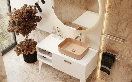 Mat smeđi keramički umivalnik na ploščo SAT Infinitio brez preliva, 50x39 cm