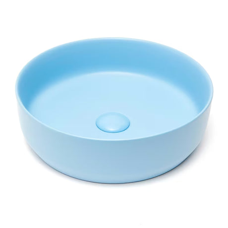 Mat plavi keramički umivalnik na ploščo SAT Infinitio 39x39 cm brez preliva