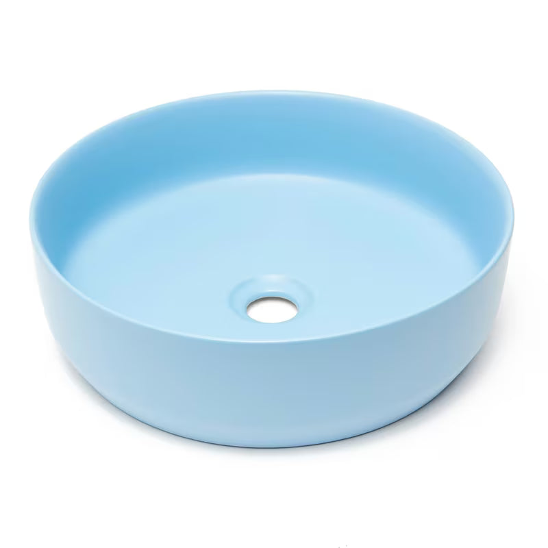 Mat plavi keramički umivalnik na ploščo SAT Infinitio 39x39 cm brez preliva