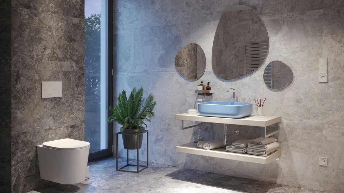 SAT Infinitio keramički umivalnik na ploščo brez preliva 50x39 cm u mat plavoj boji