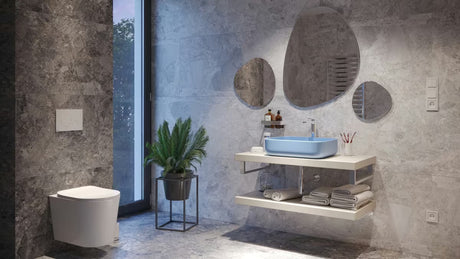 SAT Infinitio keramički umivalnik na ploščo brez preliva 50x39 cm u mat plavoj boji