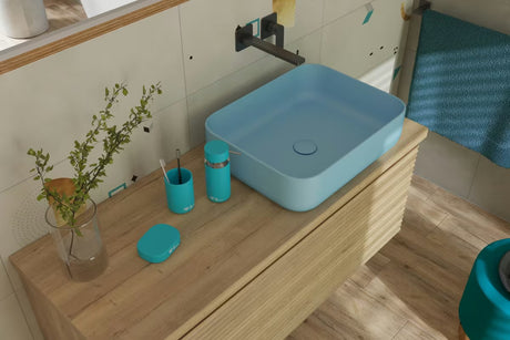 SAT Infinitio keramički umivalnik na ploščo brez preliva 50x39 cm u mat plavoj boji