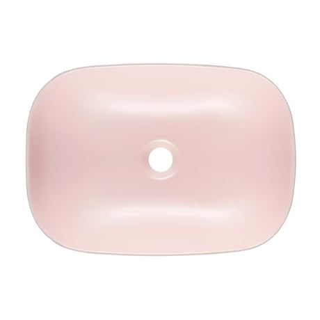 Mat ružičasti keramički umivalnik na ploščo SAT Infinitio brez preliva, ovalni oblik, 45,5x32,5 cm.