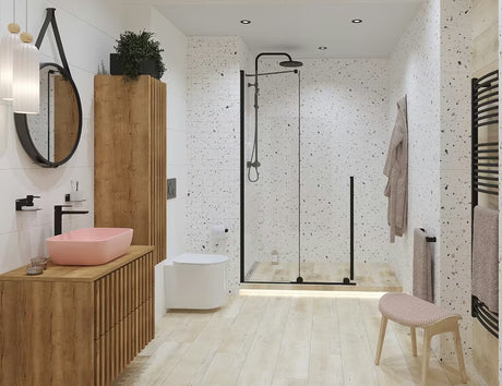 Mat ružičasti keramički umivalnik na ploščo SAT Infinitio brez preliva, ovalni oblik, 45,5x32,5 cm.