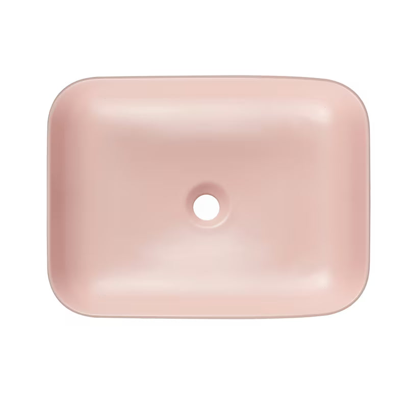 SAT Infinitio keramički umivalnik na ploščo 50x39 cm u mat ružičastoj boji, brez preliva.