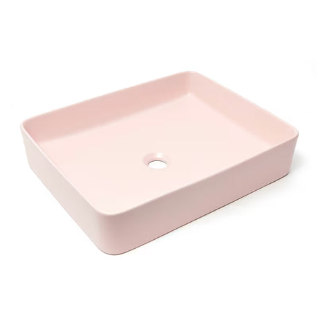 Mat ružičasti keramički umivalnik na ploščo SAT Infinitio brez preliva dimenzija 50x40 cm.