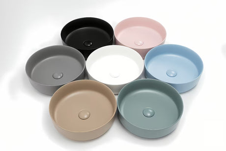 Mat smeđi keramički umivalnik na ploščo SAT Infinitio 39x39 cm brez preliva