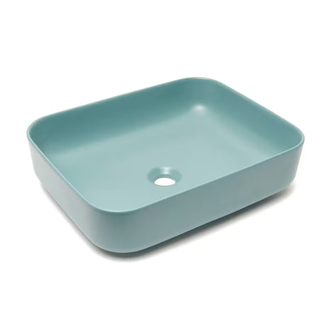 Mat zeleni keramički umivalnik na ploščo SAT Infinitio brez preliva, 50x39 cm