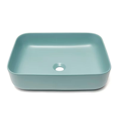 Mat zeleni keramički umivalnik na ploščo SAT Infinitio brez preliva, 50x39 cm