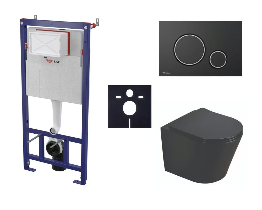 Viseči WC set SAT Infinitio s podžbuknim vodokotlićem, tipkom za ispiranje i sjedalom s mehko Zapiranje Soft Close