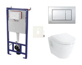 Viseči WC set vitra Integra s skritim splakovalnikom SAT pro za moderno kopalnico in enostavno vzdrževanje.
