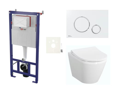 Viseči WC set vitra Integra z montažnim modulom, splakovalnikom, duroplastno WC-desko mehko Zapiranje Soft Close in belim tipkalom