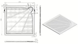 Bela kvadratna tuš kad SAT Limcc 100x100 cm iz litega marmorja s pokritim kotnim odtokom