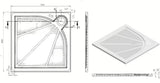 Bela kvadratna tuš kad SAT Limcc 80x80 cm iz litega marmorja s pokritim kotnim odtokom