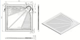 Bela kvadratna tuš kad SAT Limcc 90x90 cm iz litega marmorja s pokritim kotnim odtokom