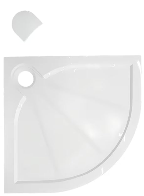 Bijela polkrožna tuš kad SAT Limcc 100x100 cm od lijevanog mramora s pokrivenim odvodom u kutu